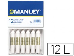 12 lápices cera blanda Manley unicolor blanco nº1